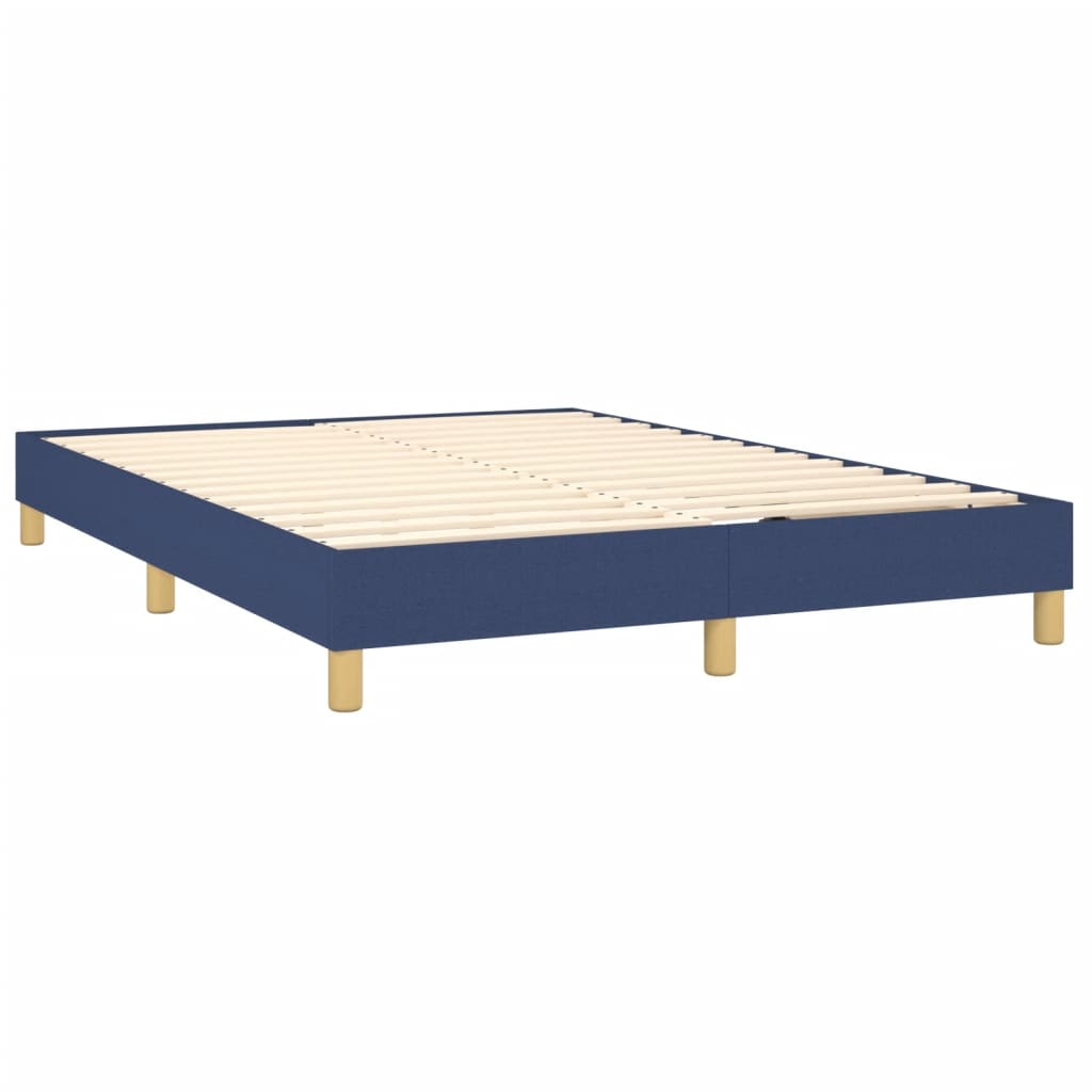 vidaXL Cama com molas/colchão 140x190 cm tecido azul