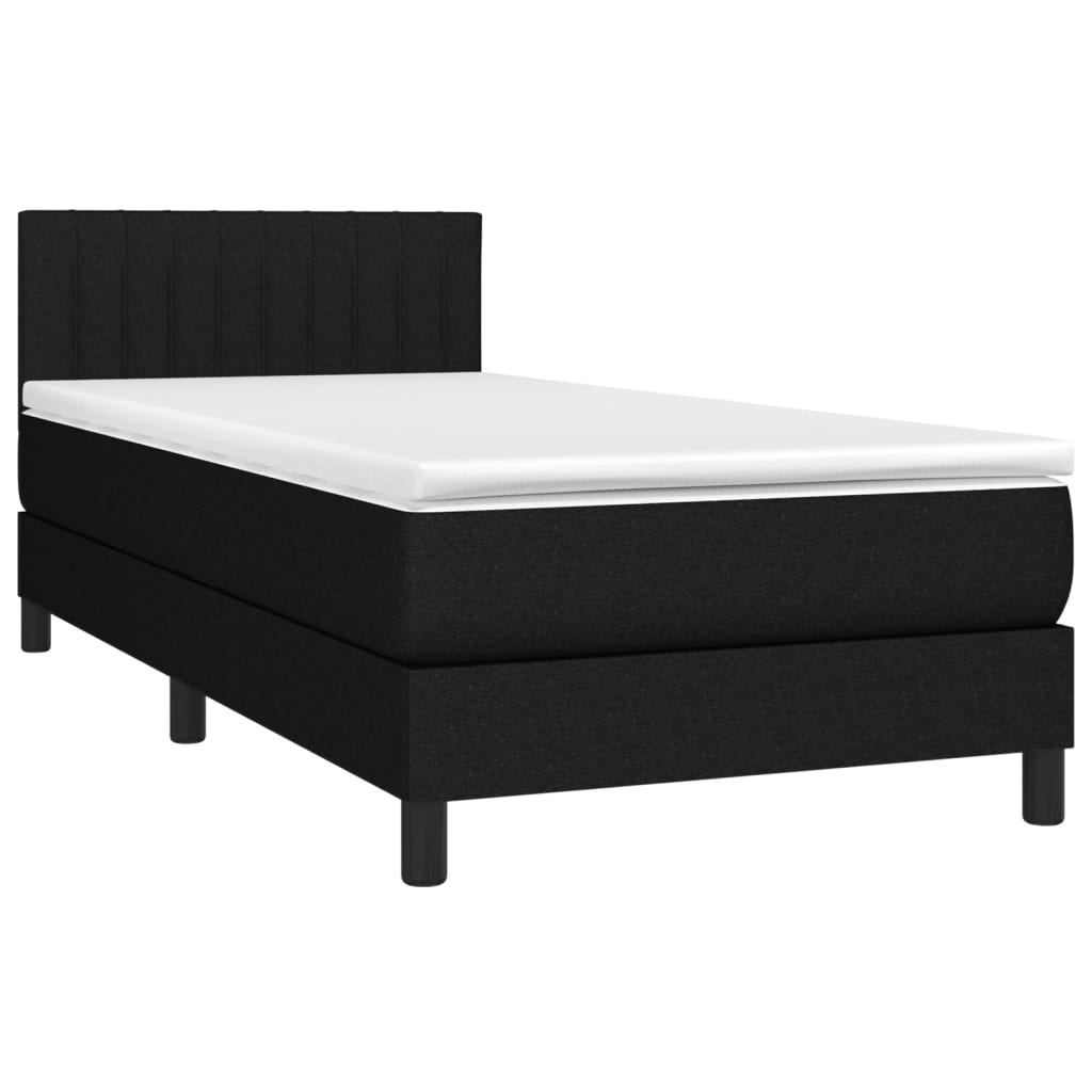 vidaXL Cama com molas/colchão 90x190 cm tecido preto