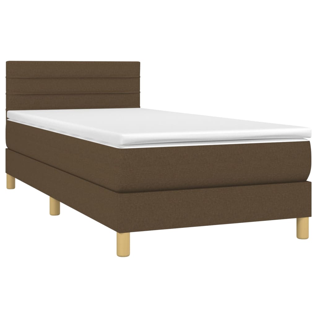 vidaXL Cama com molas/colchão 90x190 cm tecido castanho-escuro