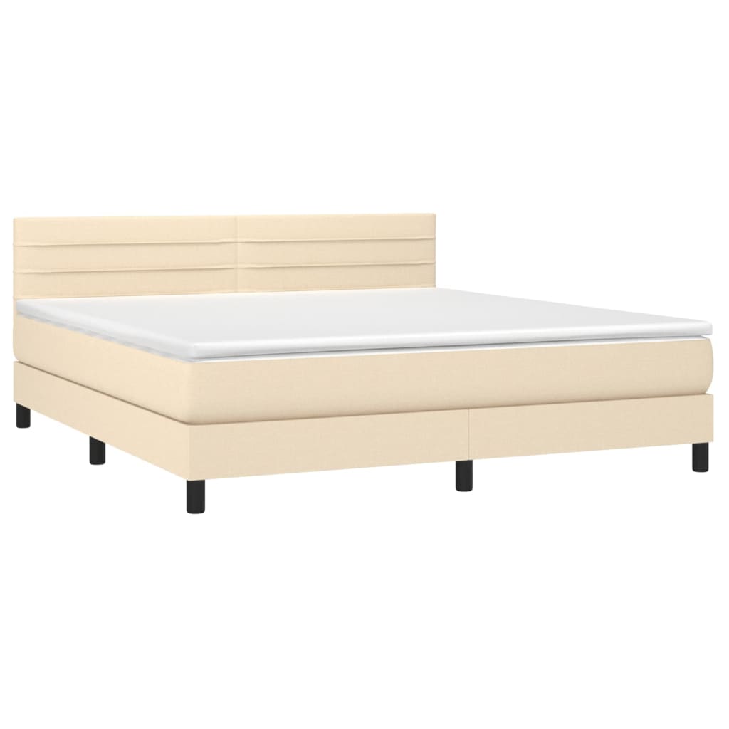 vidaXL Cama com molas/colchão 180x200 cm tecido cor creme