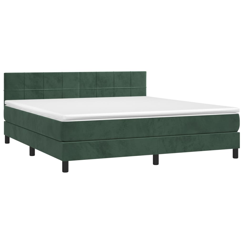 vidaXL Cama com molas/colchão 160x200 cm veludo verde-escuro