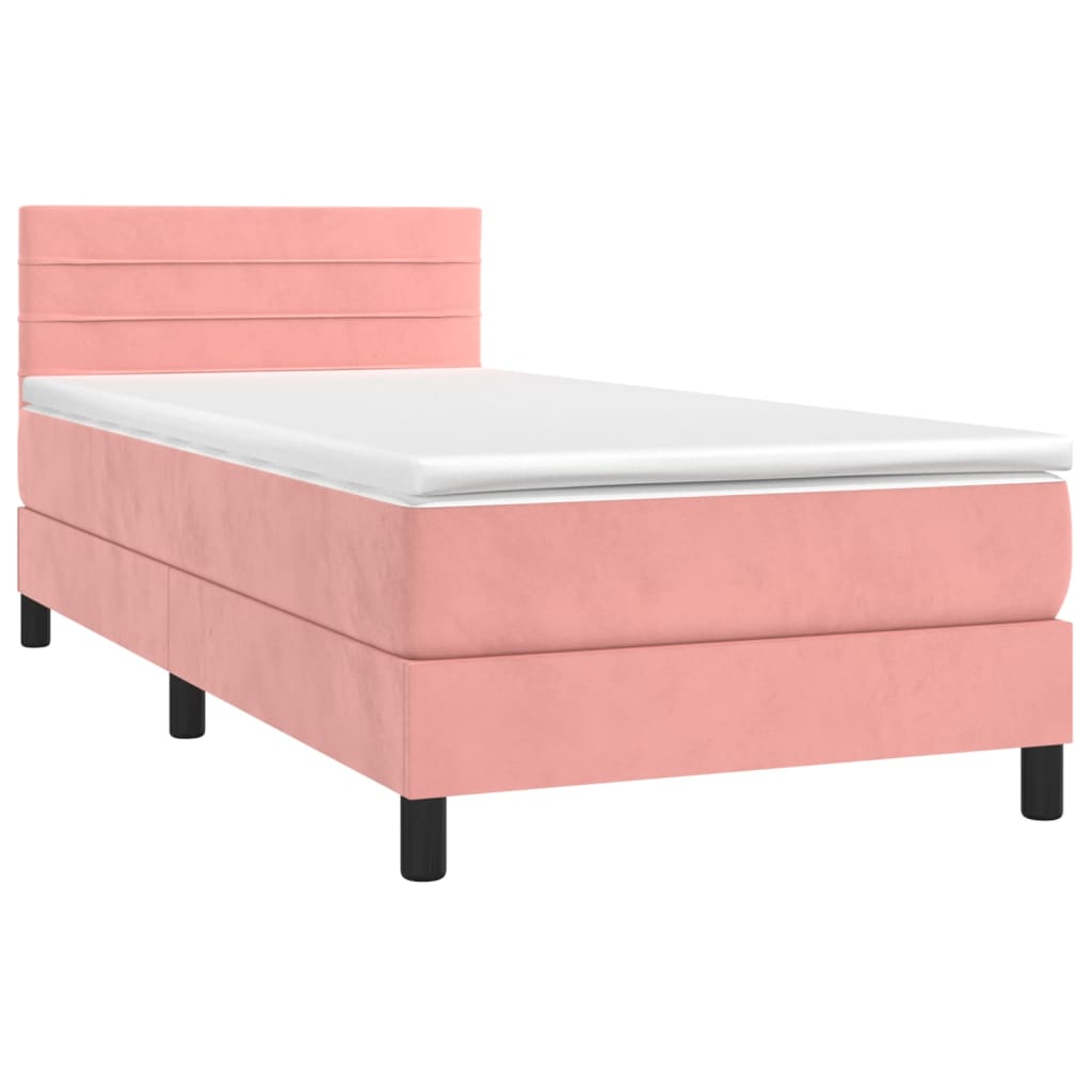 vidaXL Cama com molas/colchão 90x190 cm veludo rosa