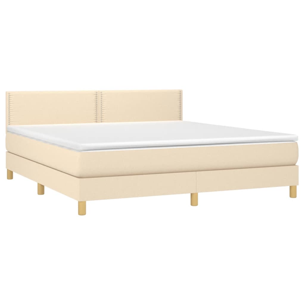 vidaXL Cama com molas/colchão 180x200 cm tecido cor creme