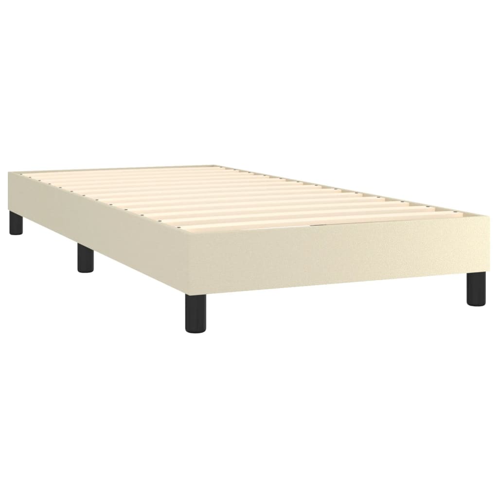 vidaXL Cama com molas/colchão 80x200 cm couro artificial cor creme