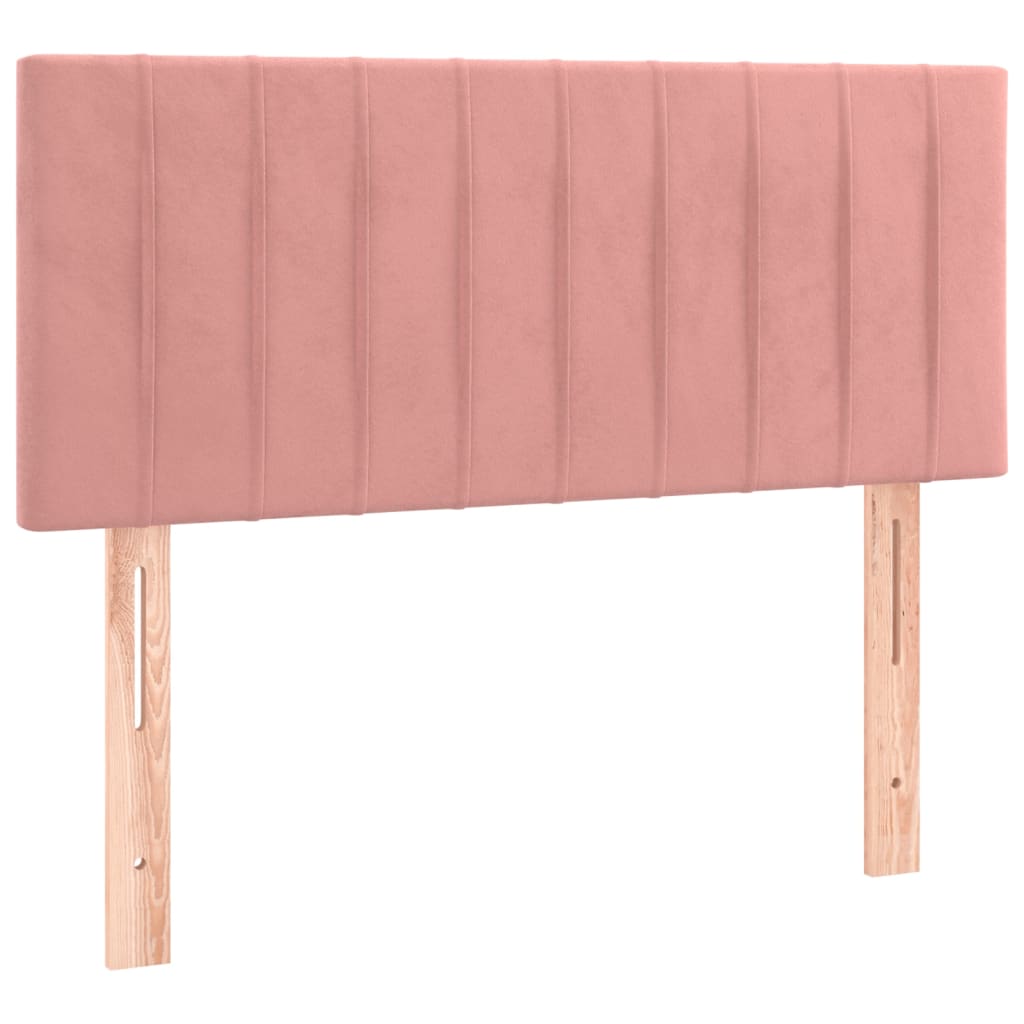 vidaXL Cama com molas/colchão 100x200 cm veludo rosa