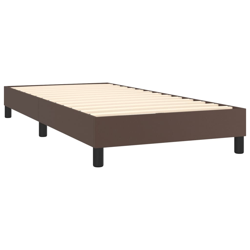 vidaXL Cama com molas/colchão 90x200 cm couro artificial castanho