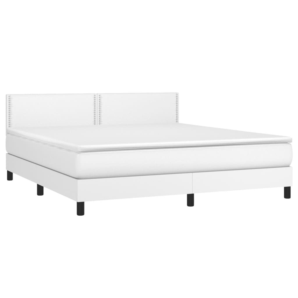 vidaXL Cama com molas/colchão 180x200 cm couro artificial branco