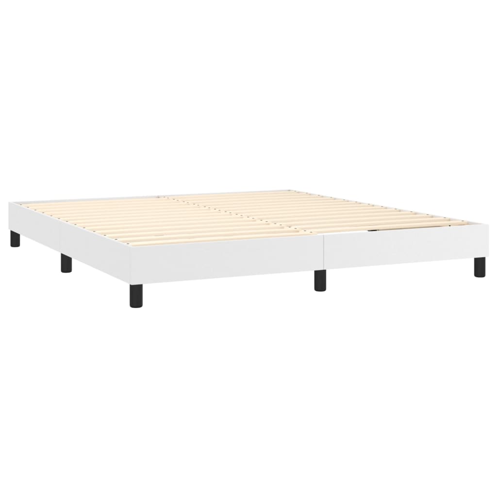 vidaXL Cama com molas/colchão 180x200 cm couro artificial branco