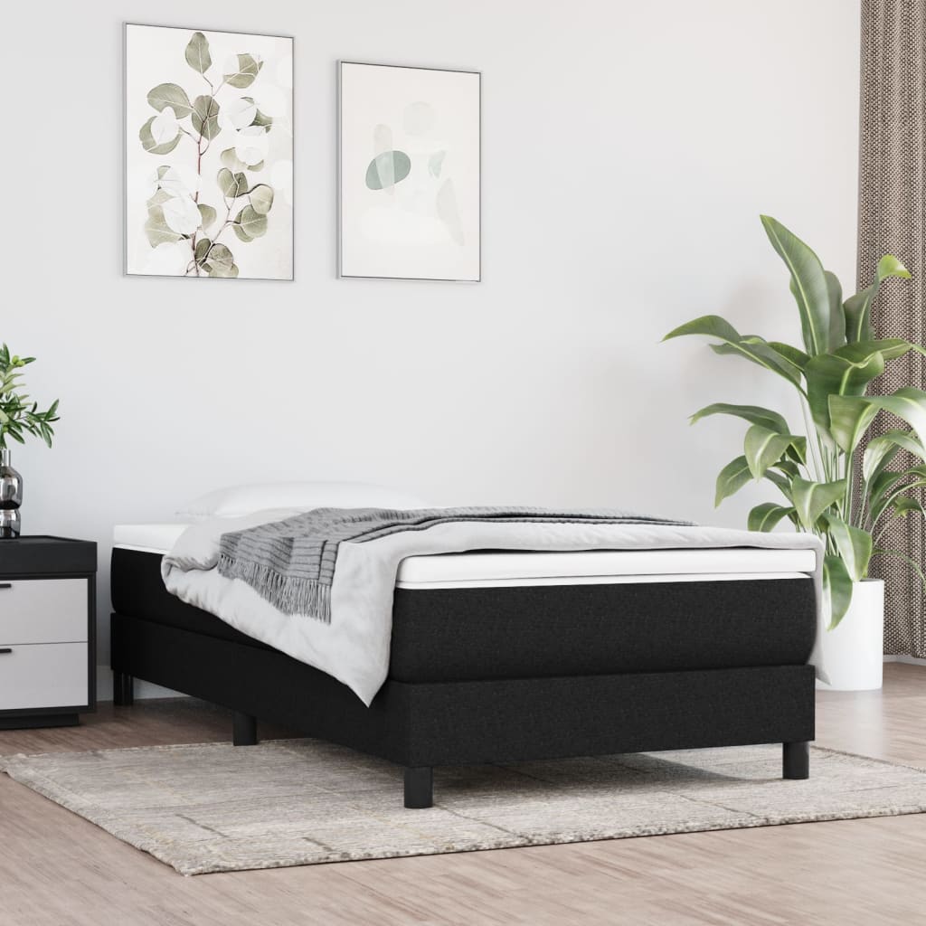 vidaXL Cama com molas/colchão 90x190 cm tecido preto