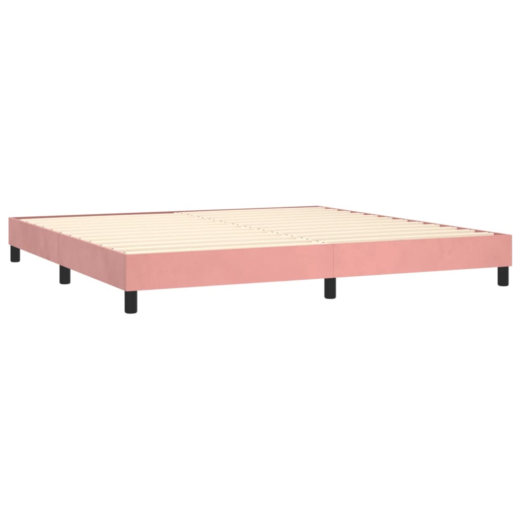 vidaXL Cama com molas/colchão 200x200 cm veludo rosa