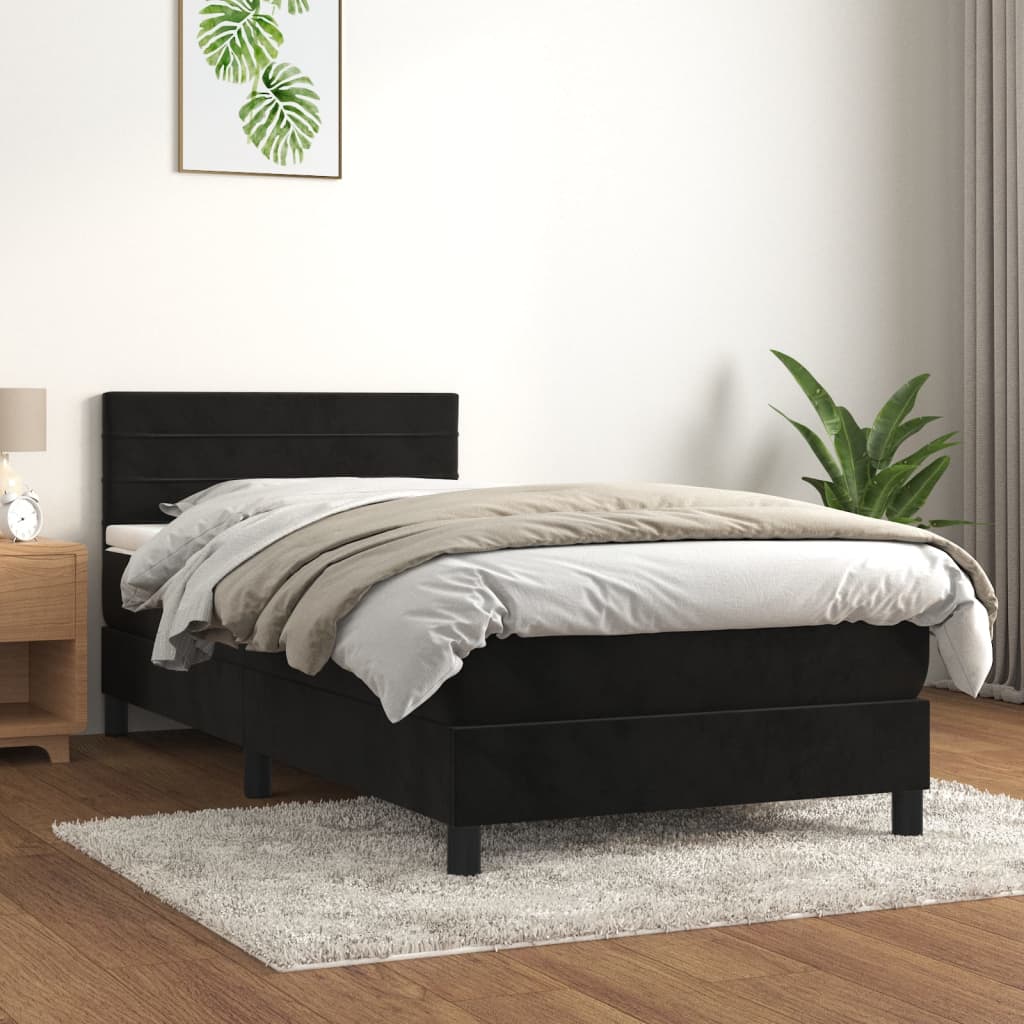 vidaXL Cama com molas/colchão 90x190 cm veludo preto