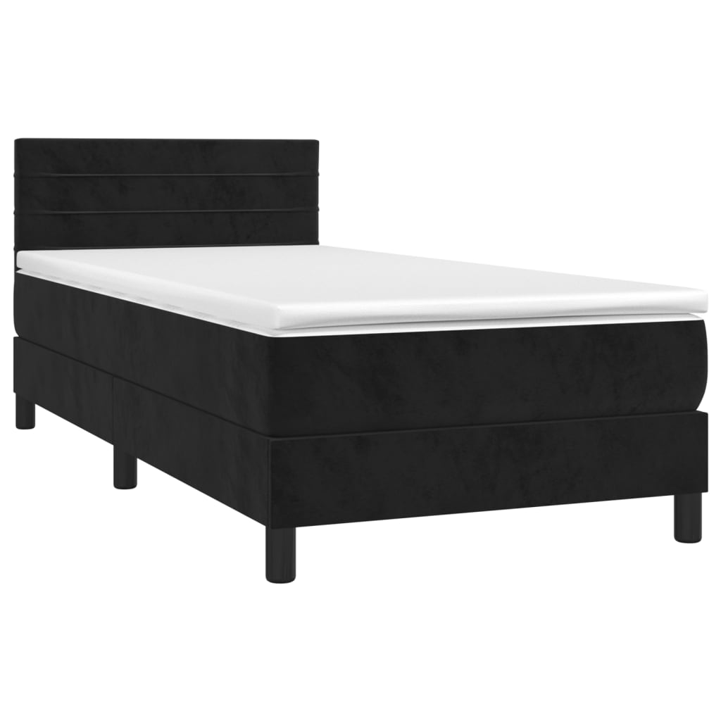 vidaXL Cama com molas/colchão 90x190 cm veludo preto