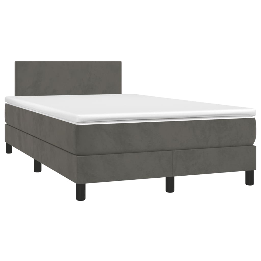 vidaXL Cama boxspring com colchão 120x200 cm veludo cinzento-escuro