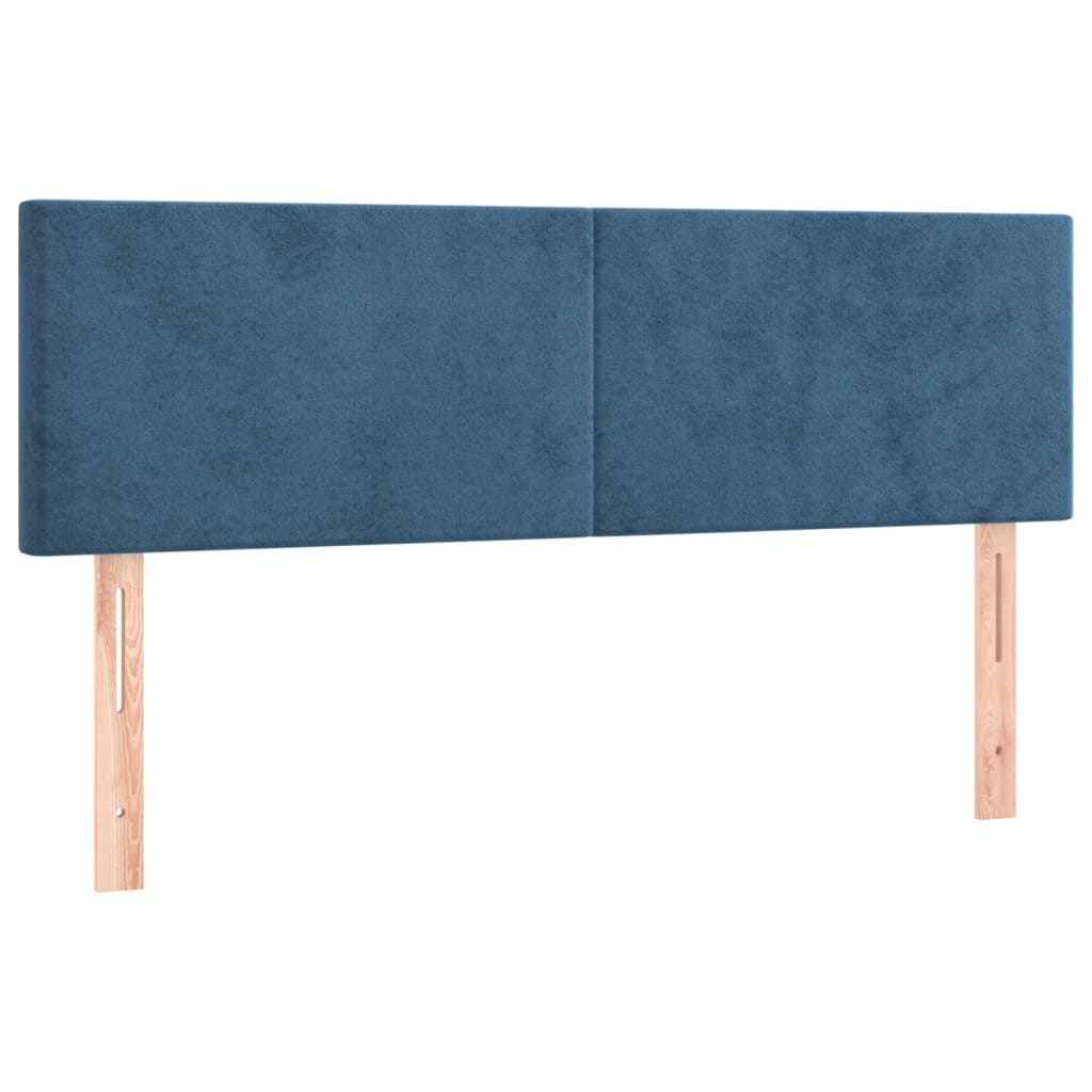 vidaXL Cama com molas/colchão 140x190 cm veludo azul-escuro