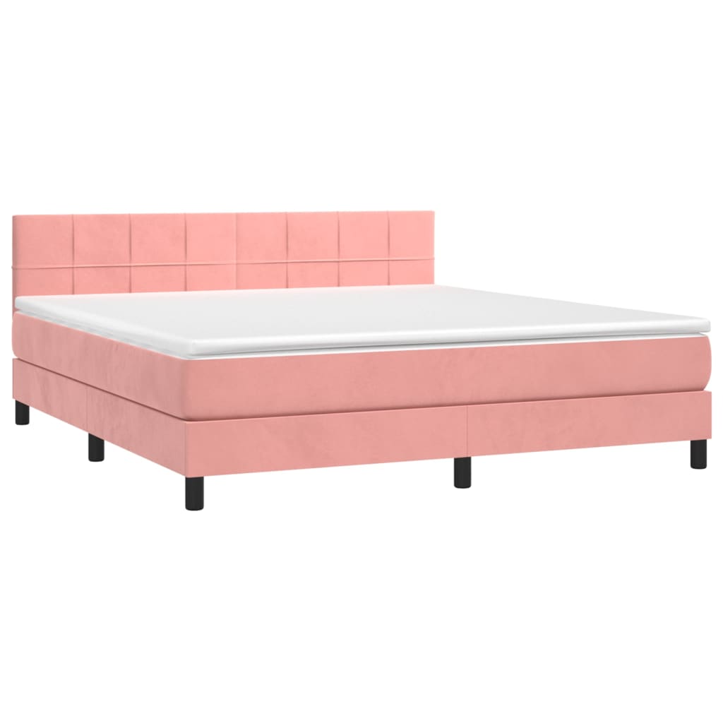 vidaXL Cama com molas/colchão 160x200 cm veludo rosa