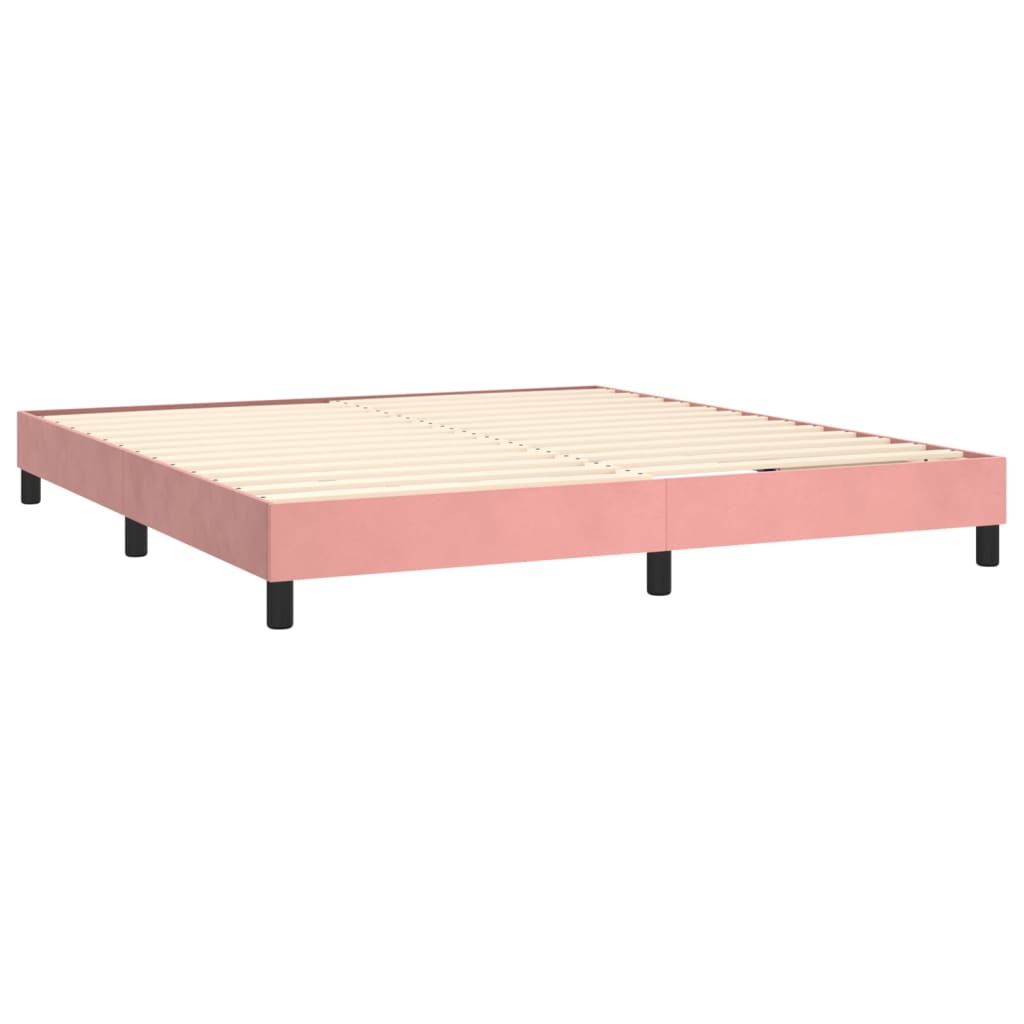 vidaXL Cama com molas/colchão 160x200 cm veludo rosa