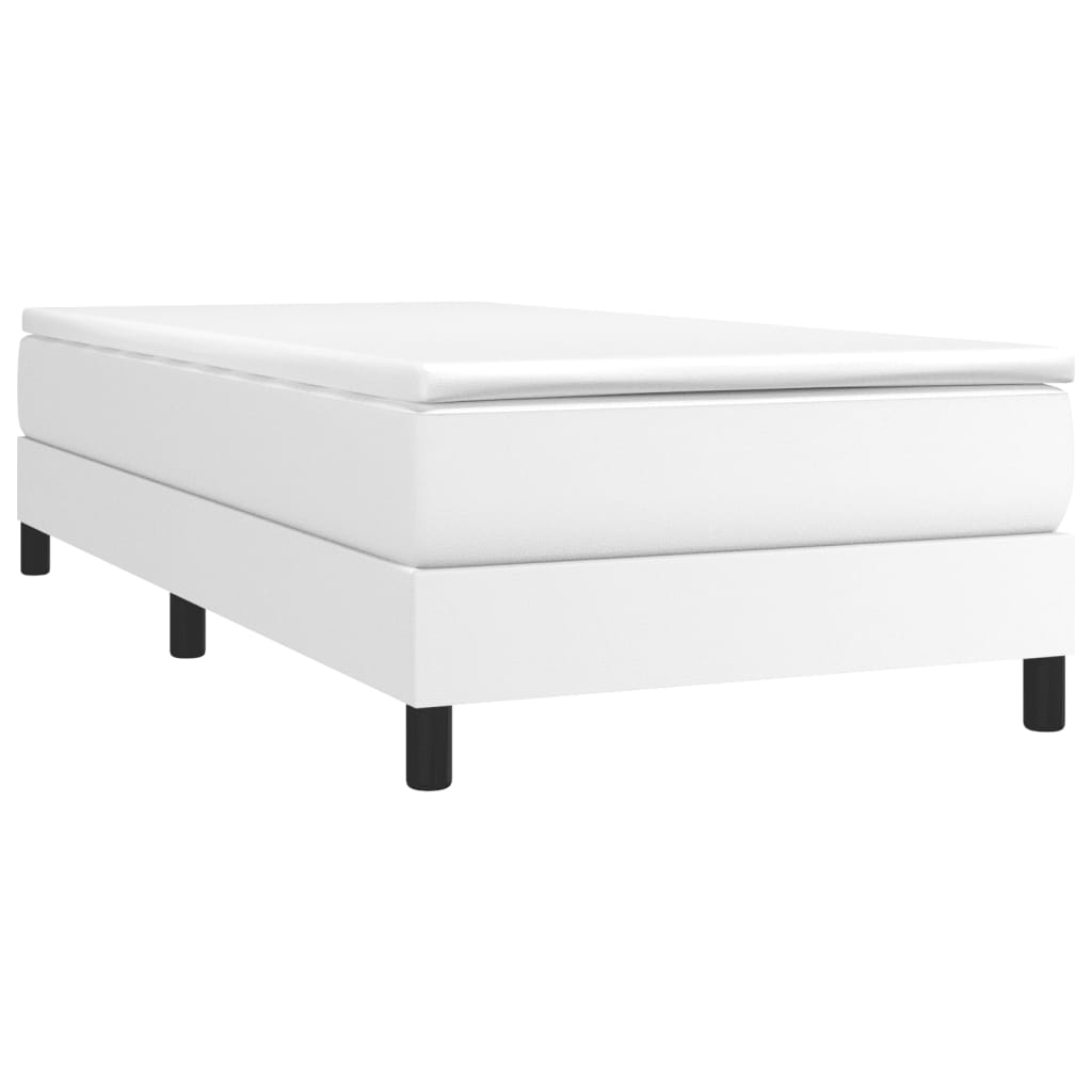 vidaXL Cama com molas/colchão 90x200 cm couro artificial branco