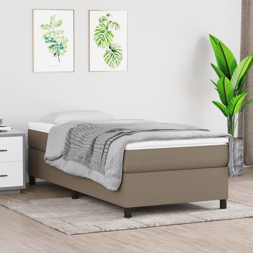 vidaXL Cama com molas/colchão 90x200 cm tecido castanho-acinzentado