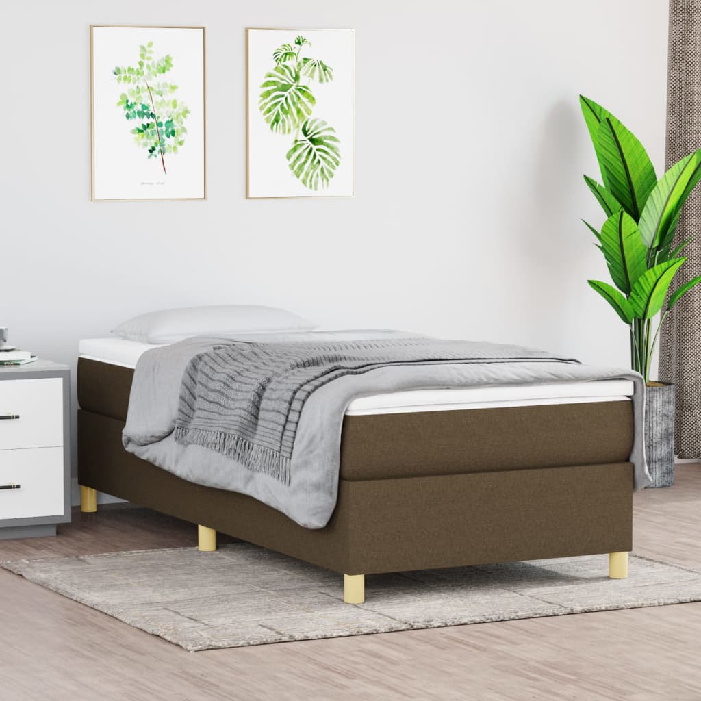 vidaXL Cama com molas/colchão 90x190 cm tecido castanho-escuro