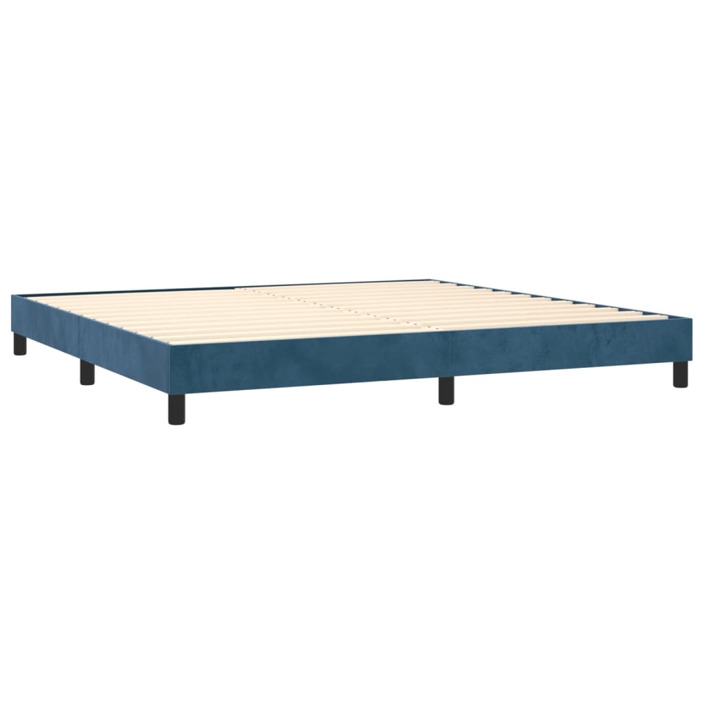 vidaXL Cama com molas/colchão 200x200 cm veludo azul-escuro