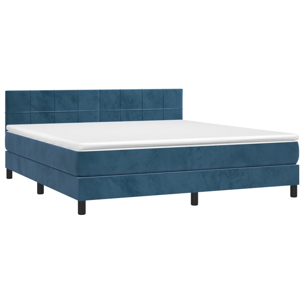 vidaXL Cama com molas/colchão 180x200 cm veludo azul-escuro