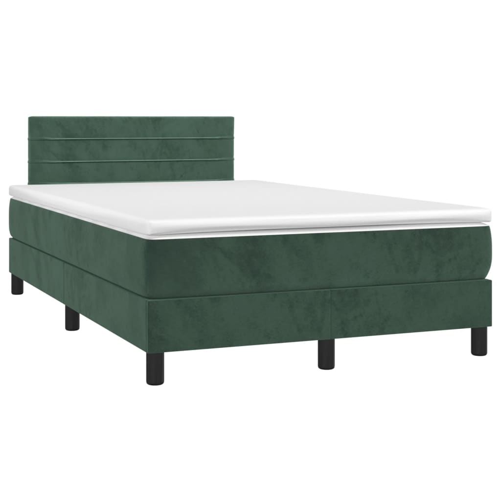 vidaXL Cama boxspring com colchão 120x200 cm veludo verde-escuro