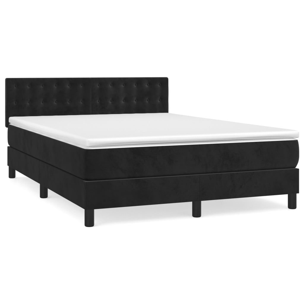 vidaXL Cama com molas/colchão 140x190 cm veludo preto