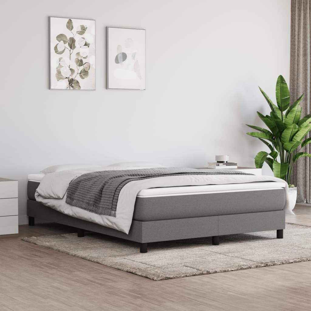 vidaXL Cama com molas/colchão 140x190 cm tecido cinzento-escuro