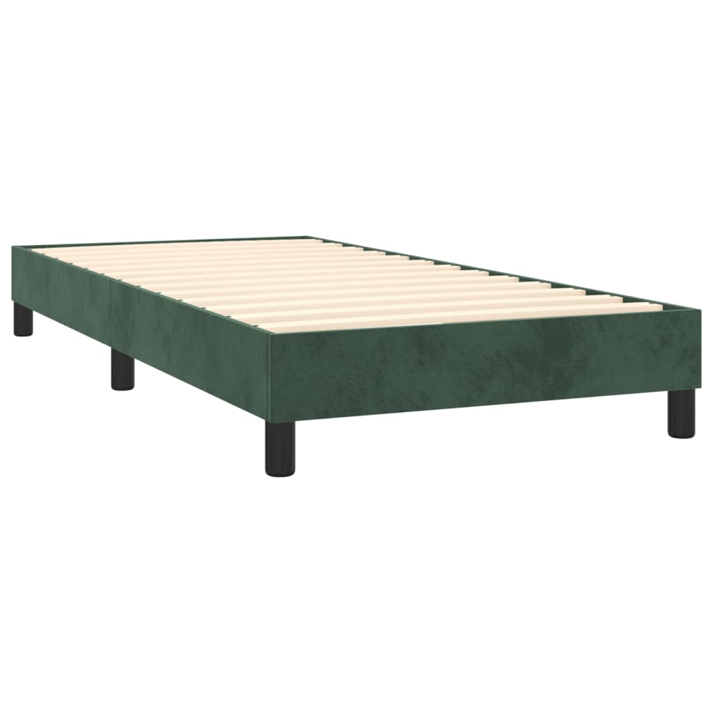 vidaXL Cama com molas/colchão 90x200 cm veludo verde-escuro