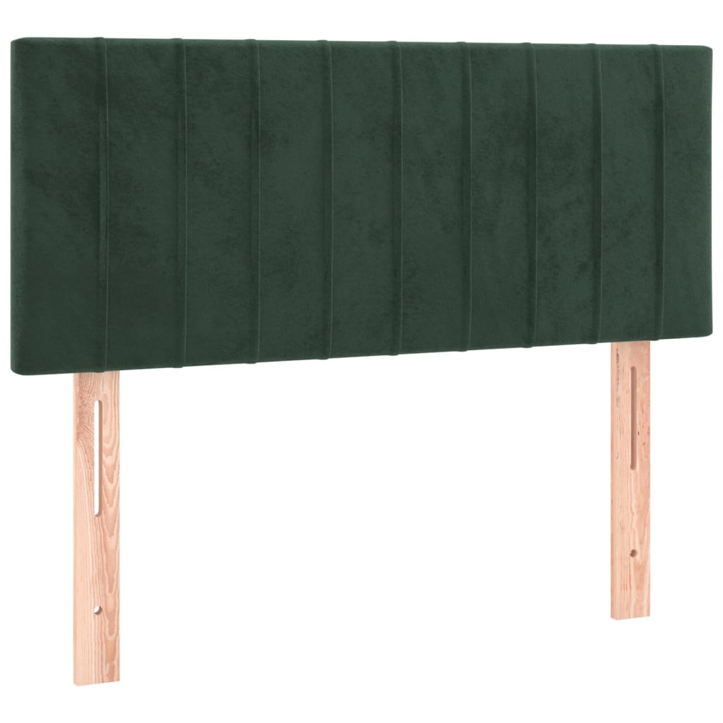 vidaXL Cama com molas/colchão 90x200 cm veludo verde-escuro