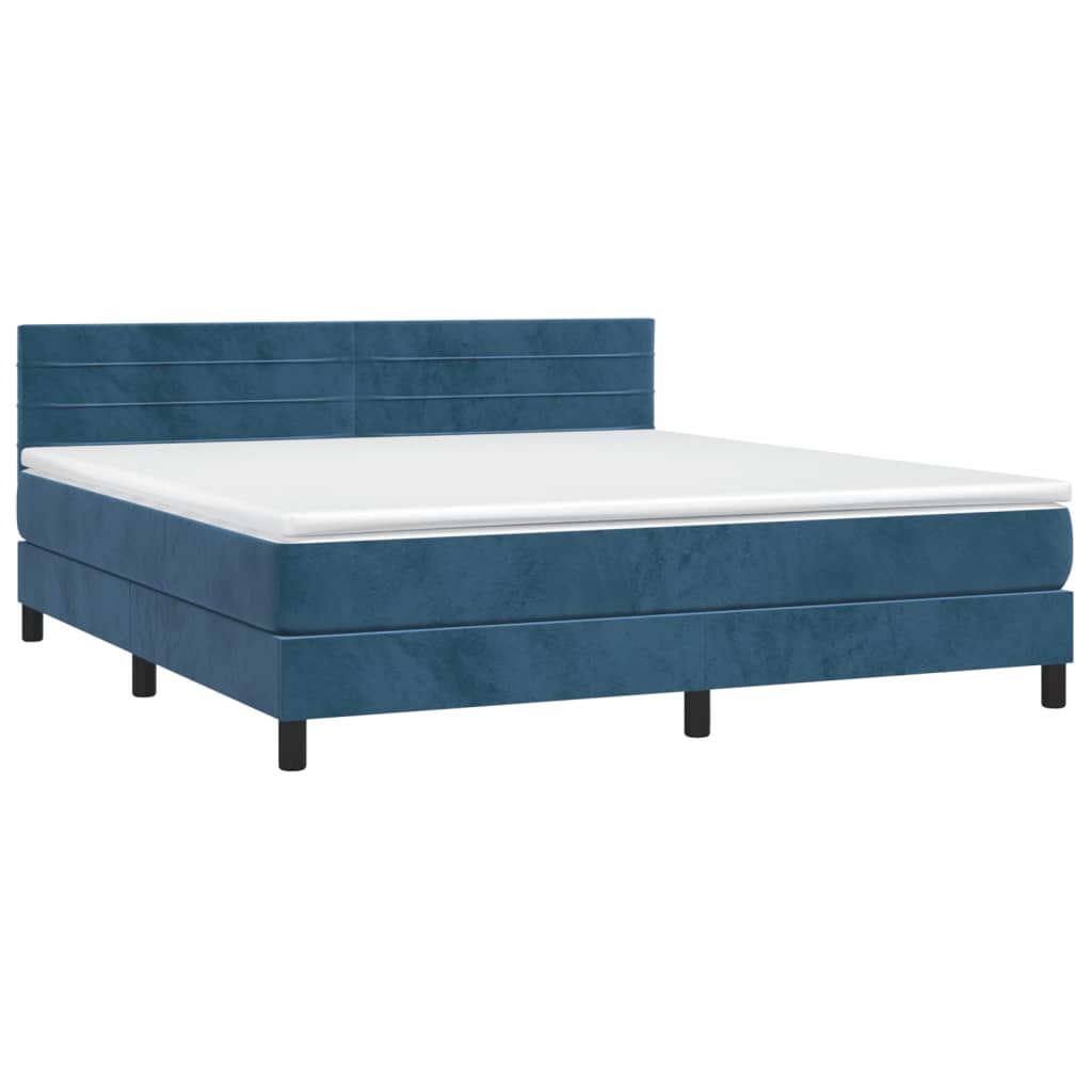 vidaXL Cama com molas/colchão 160x200 cm veludo azul-escuro