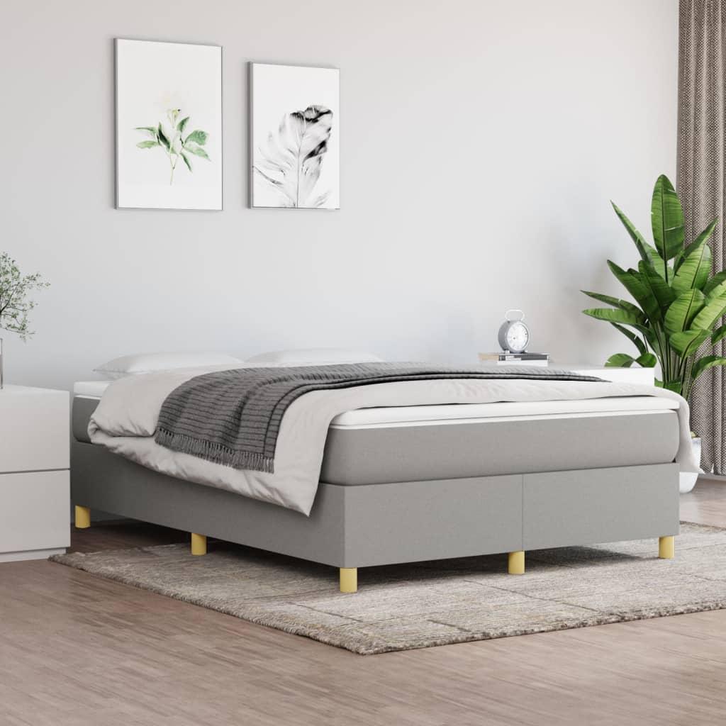 vidaXL Cama com molas/colchão 140x190 cm tecido cinzento-claro