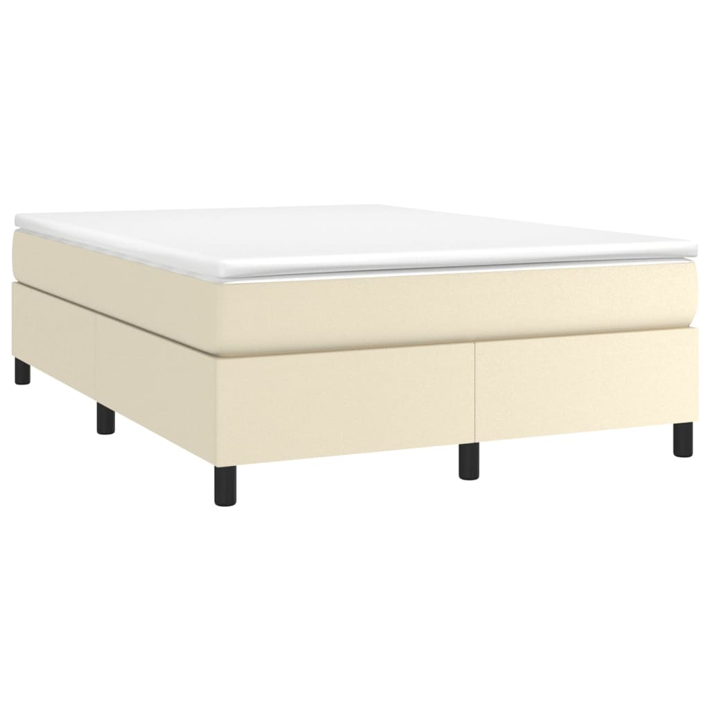 vidaXL Cama com molas/colchão 140x190 cm couro artificial cor creme