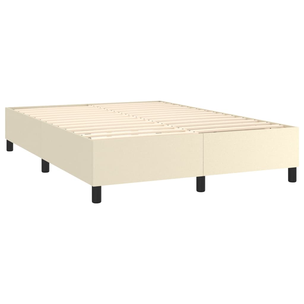 vidaXL Cama com molas/colchão 140x190 cm couro artificial cor creme