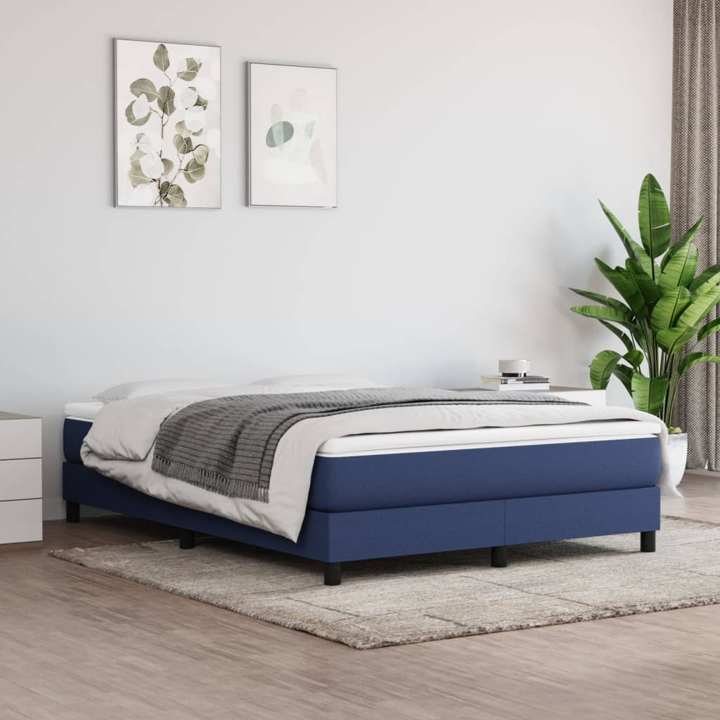 vidaXL Cama com molas/colchão 160x200 cm tecido azul