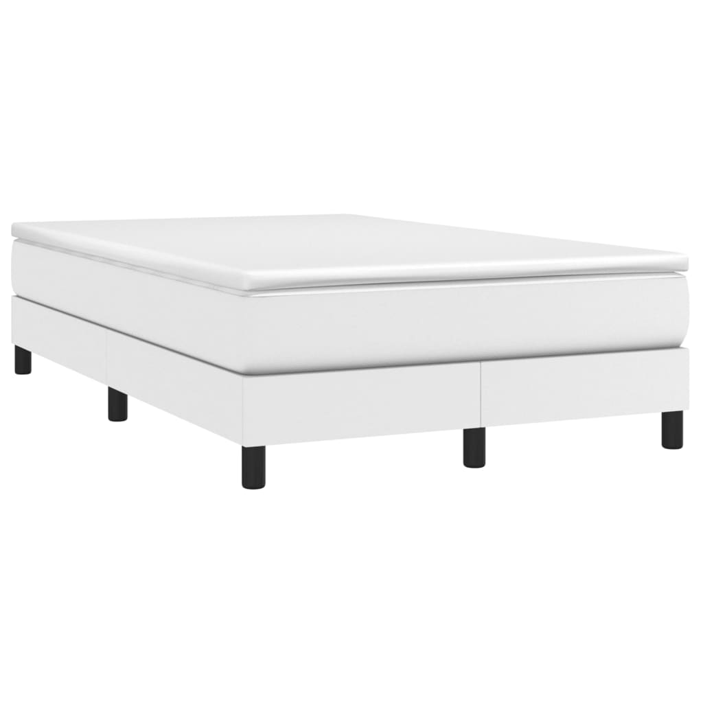 vidaXL Cama com molas/colchão 120x200 cm couro artificial branco