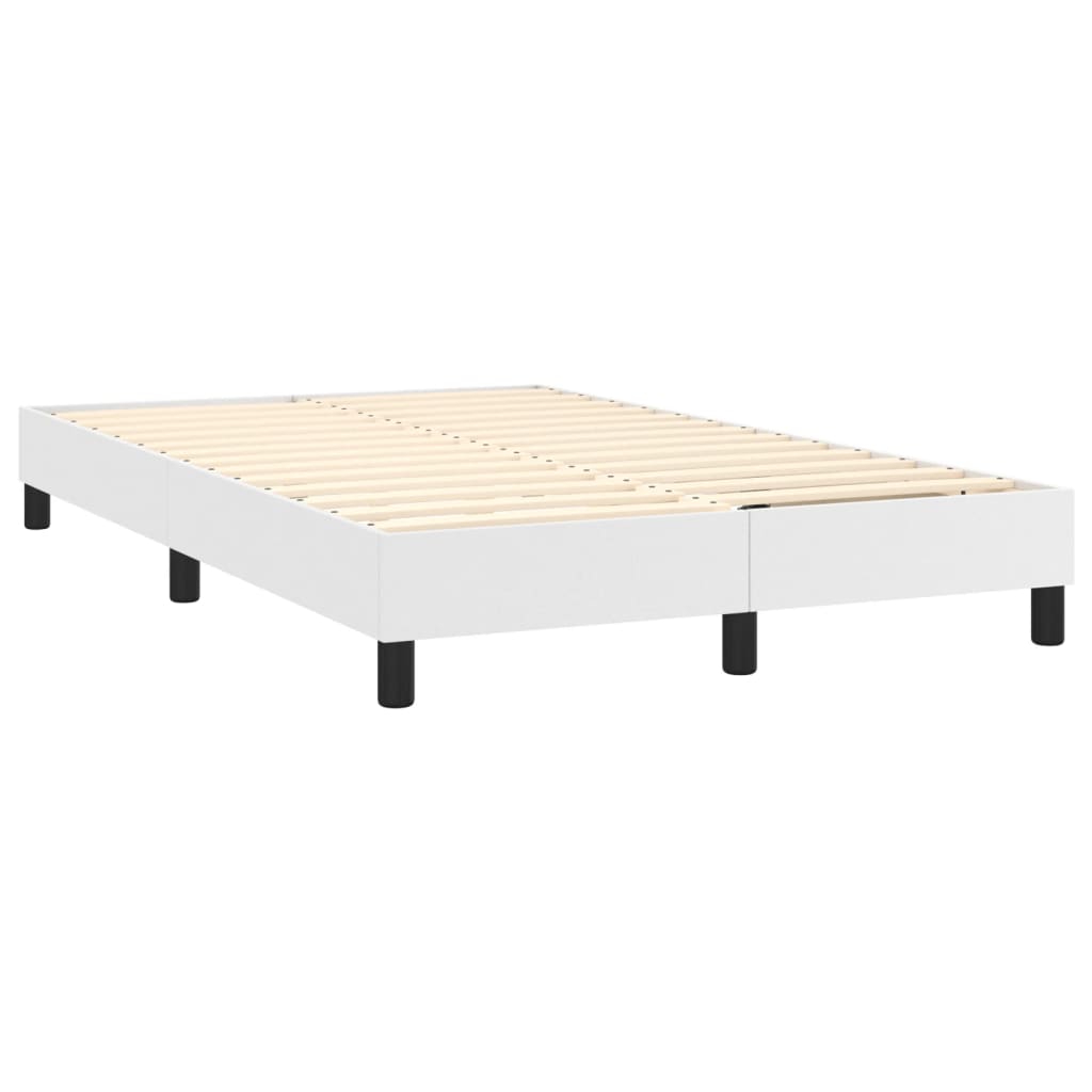 vidaXL Cama com molas/colchão 120x200 cm couro artificial branco