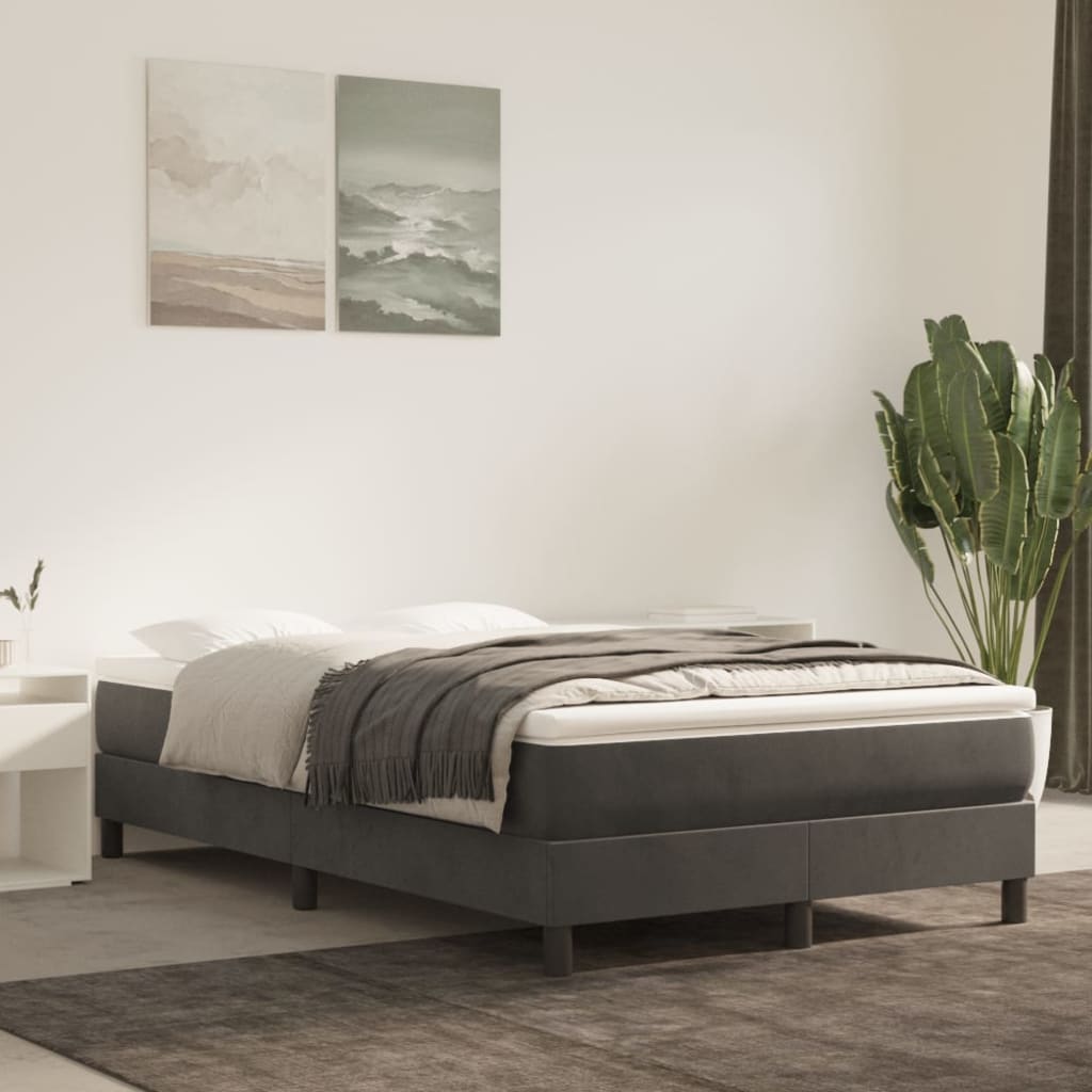 vidaXL Cama boxspring com colchão 120x200 cm veludo cinzento-escuro