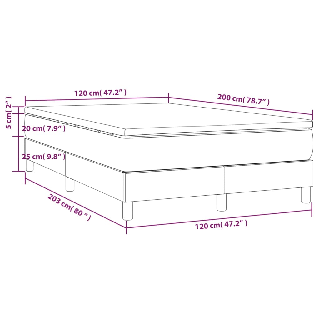 vidaXL Cama boxspring com colchão 120x200 cm veludo cinzento-escuro