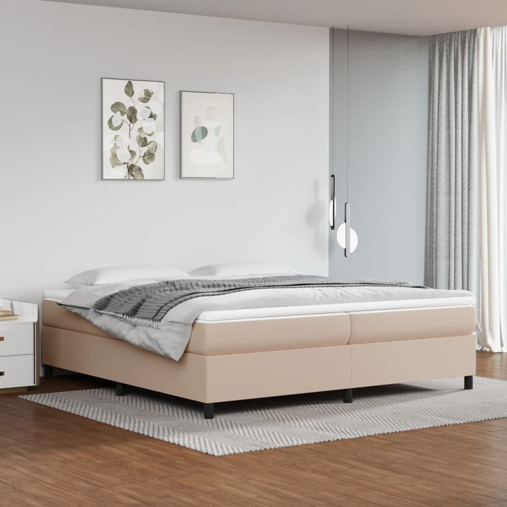 vidaXL Cama com molas/colchão 200x200 cm couro artificial cappuccino