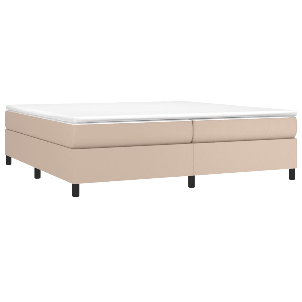 vidaXL Cama com molas/colchão 200x200 cm couro artificial cappuccino