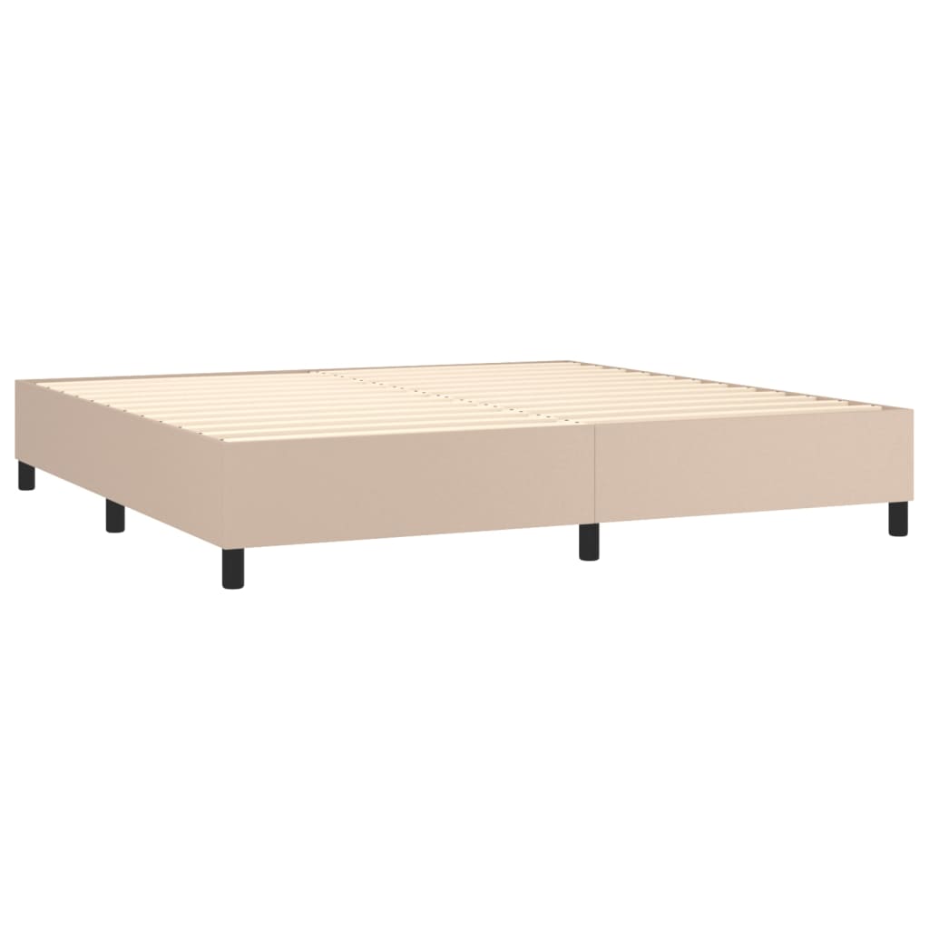 vidaXL Cama com molas/colchão 200x200 cm couro artificial cappuccino