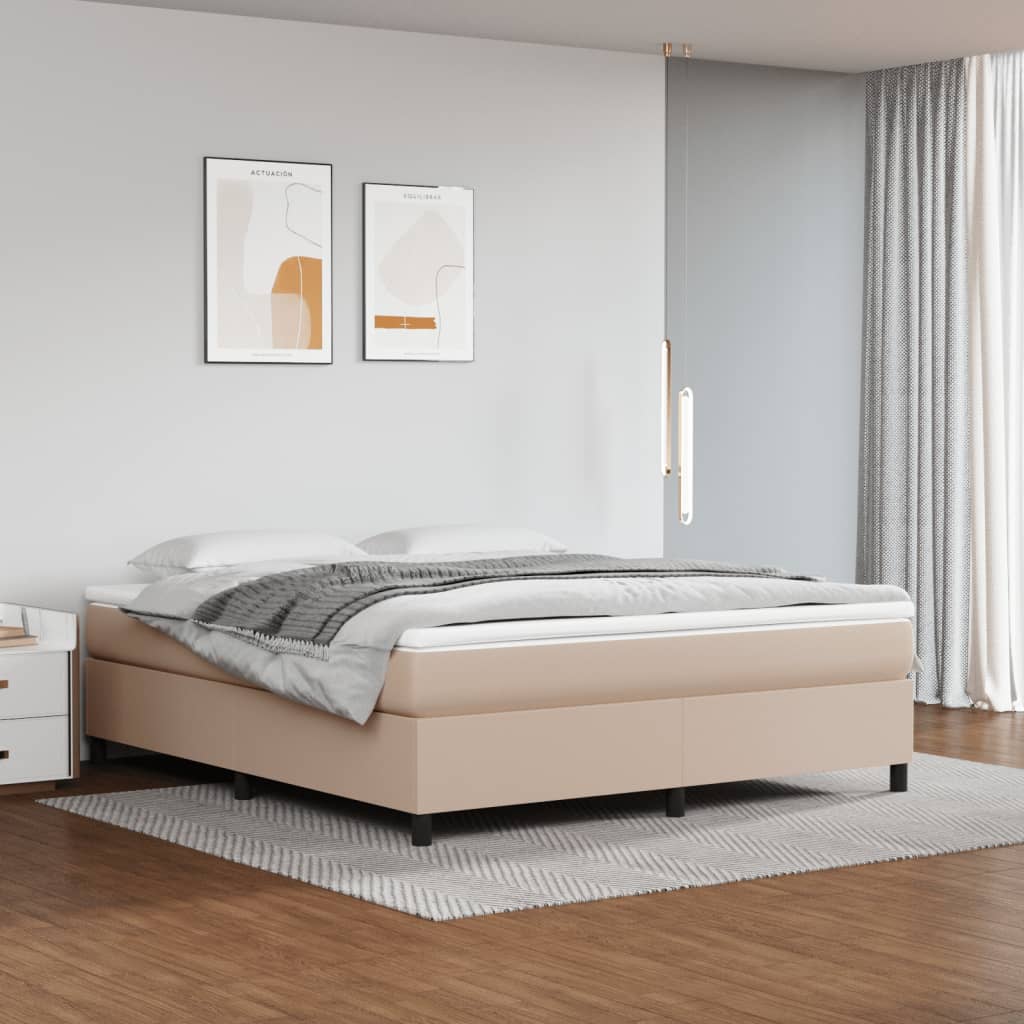 vidaXL Cama com molas/colchão 160x200 cm couro artificial cappuccino