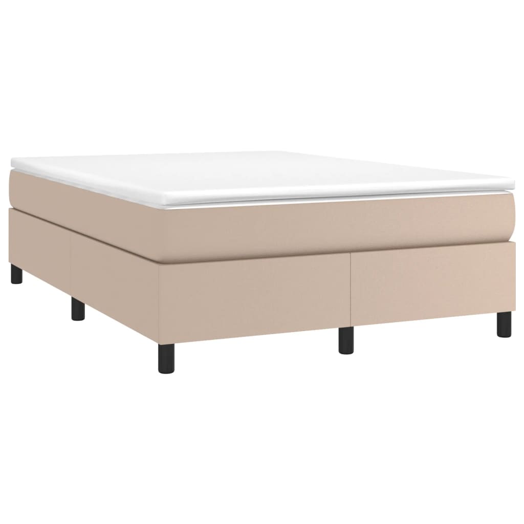 vidaXL Cama com molas/colchão 160x200 cm couro artificial cappuccino