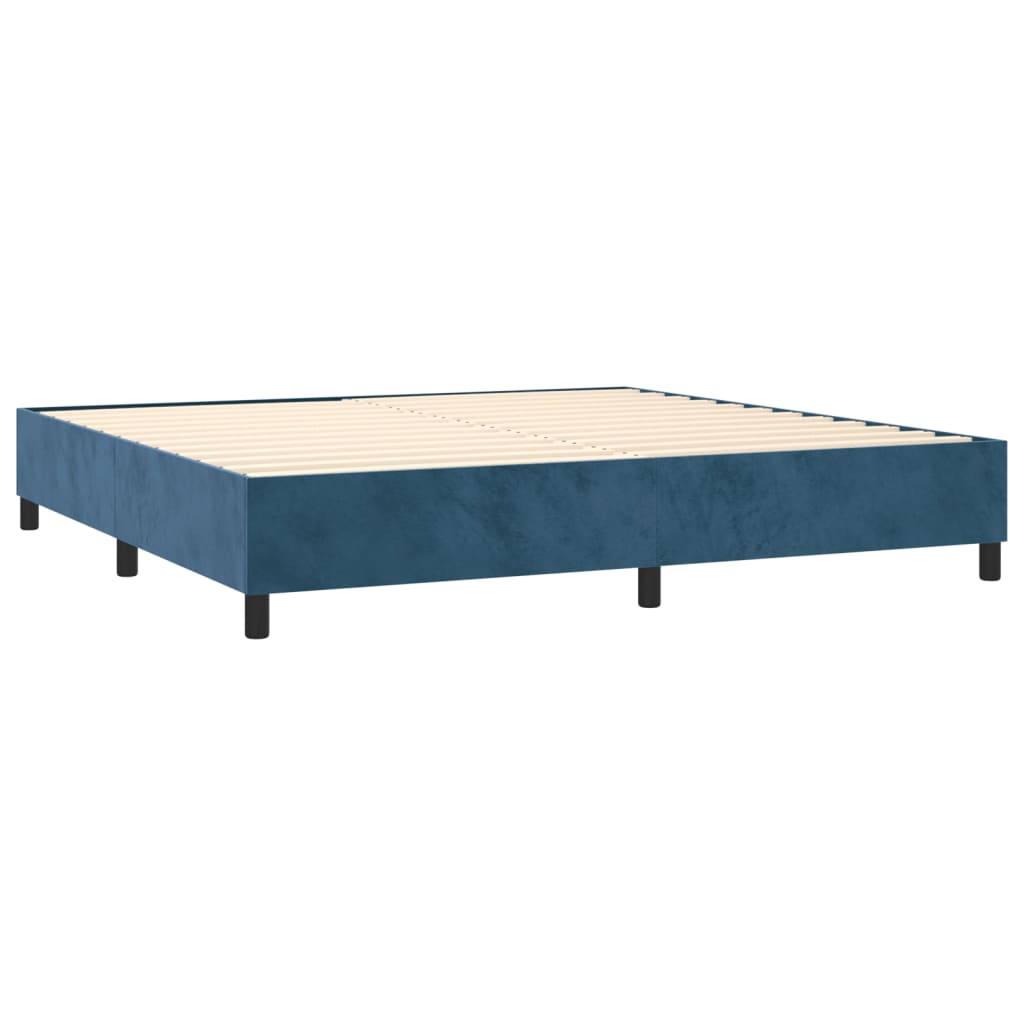 vidaXL Cama com molas/colchão 200x200 cm veludo azul-escuro