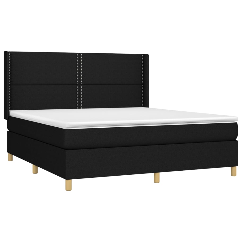 vidaXL Cama box spring c/ colchão e LED 160x200 cm tecido preto