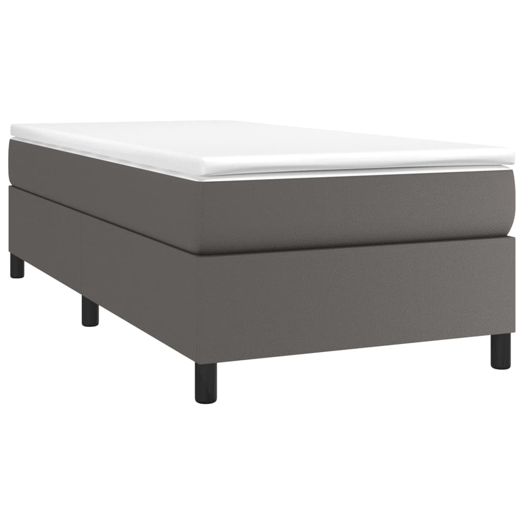 vidaXL Cama com molas/colchão 90x190 cm couro artificial cinzento