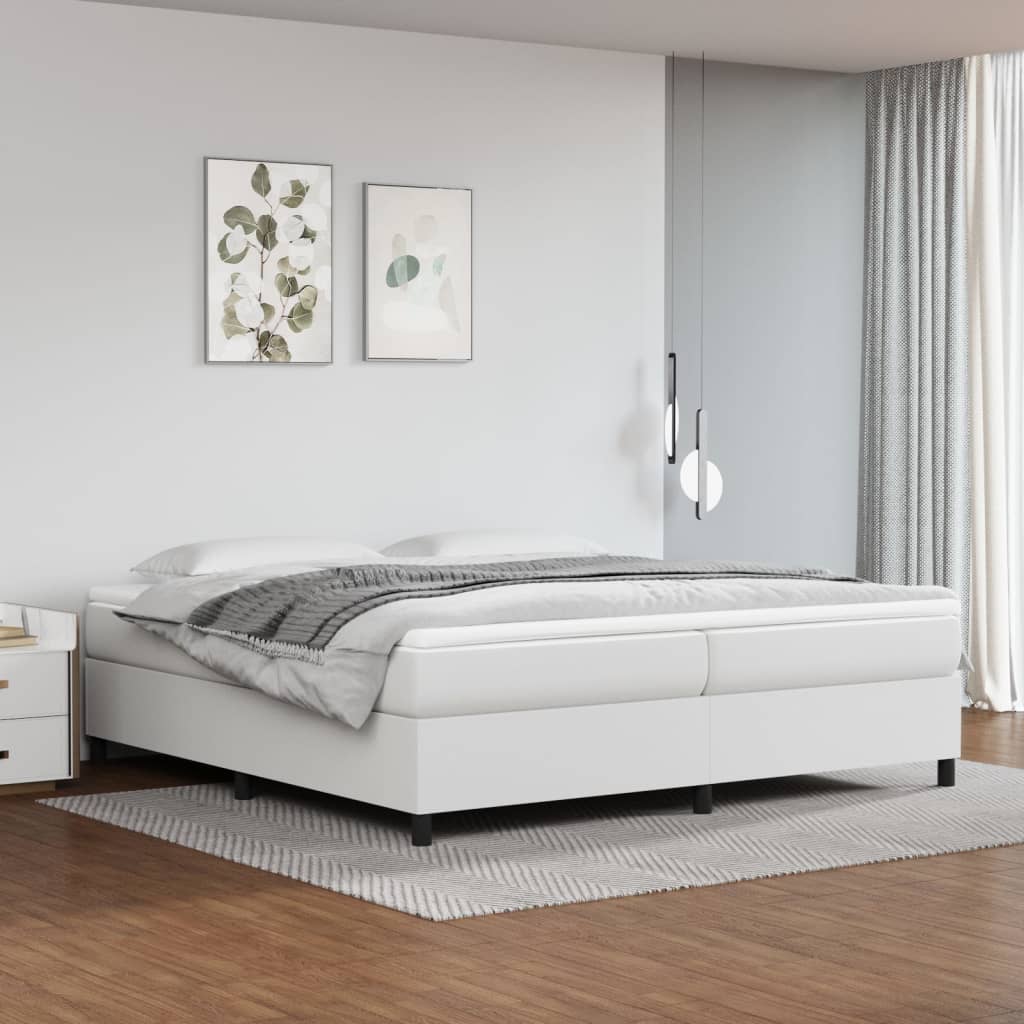 vidaXL Cama com molas/colchão 200x200 cm couro artificial branco