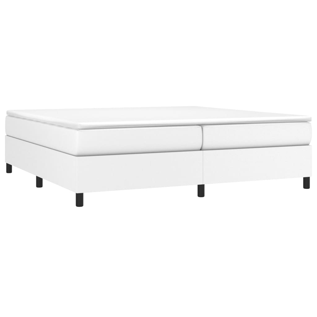 vidaXL Cama com molas/colchão 200x200 cm couro artificial branco