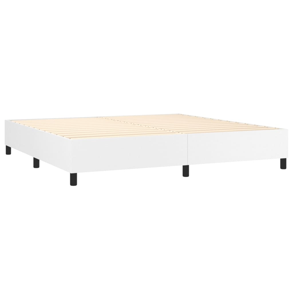 vidaXL Cama com molas/colchão 200x200 cm couro artificial branco